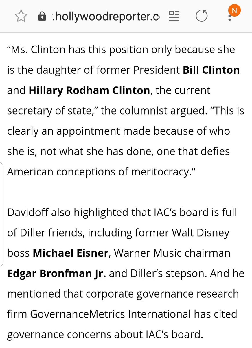 (15) Edgar Bronfman Jr set Chelsea up with a sweet $300k/yr IAC Board Seat. Chelsea has no business experience.