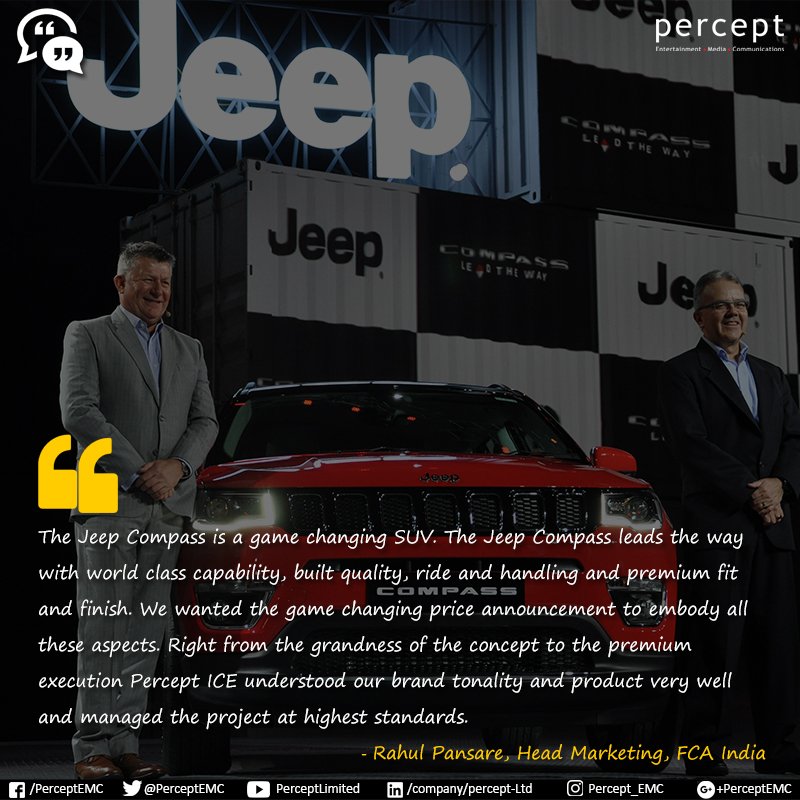 PerceptEMC's tweet photo. #QuoteUnquote by Mr. Rahul Pansare, Head Marketing, FCA India.
#percept #PerceptICE https://t.co/SCzPpSAjRg