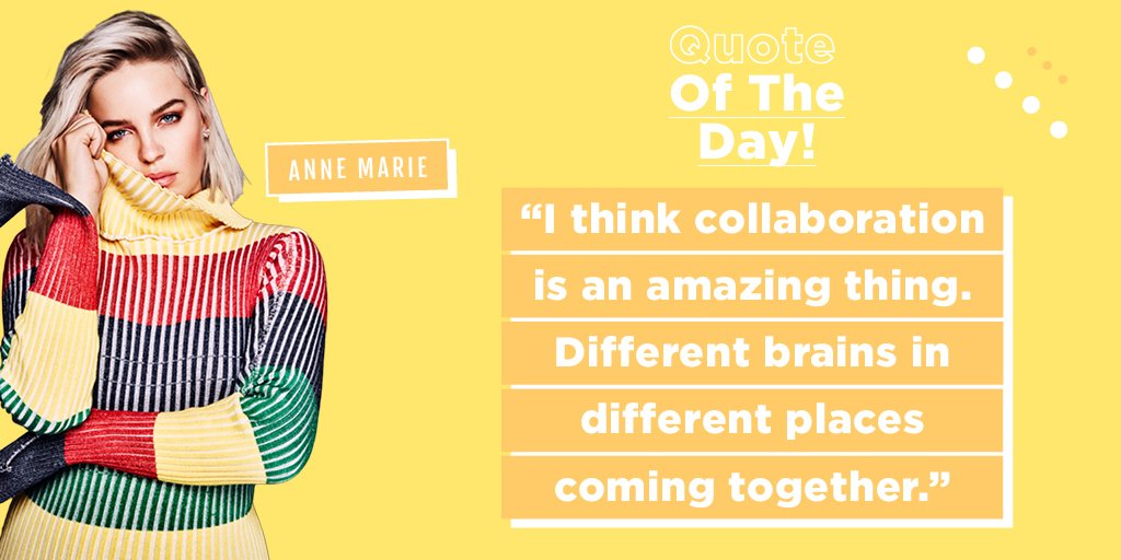 WarnerMusicAU's tweet photo. Quote of the Day coming to you from the amazing @AnneMarie 
PS - More collabs please!! https://t.co/75lR0Jp2IS