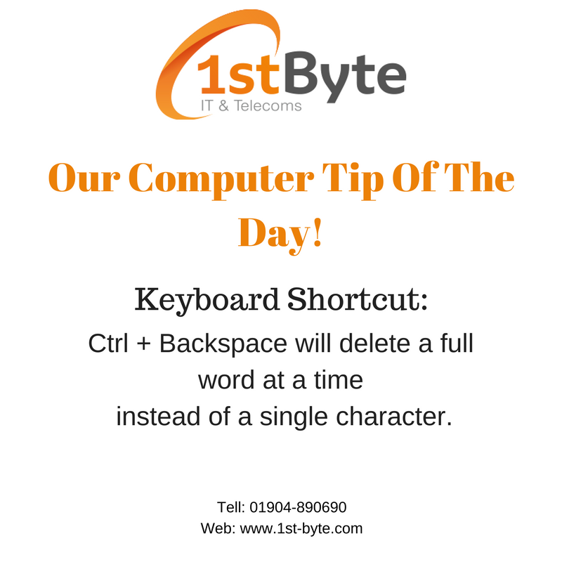 1stByteIT's tweet photo. Our Tip Of The Day!
#1stByte #Computertips #Keyboardshortcuts #ITsolutions #Yorkbusinesses https://t.co/i7LNr829zP