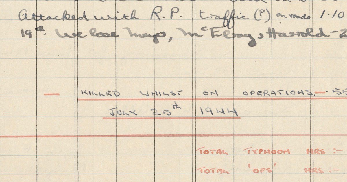 SuzanneCJ1's tweet photo. 25th July 1944 saw this chilling entry in my father's flying logbook. He survived being shot down behind enemy lines and lived to tell his story in a memoir. Read all about it in 'No Ordinary Pilot' published March 2018 https://t.co/tosyOCXRvh