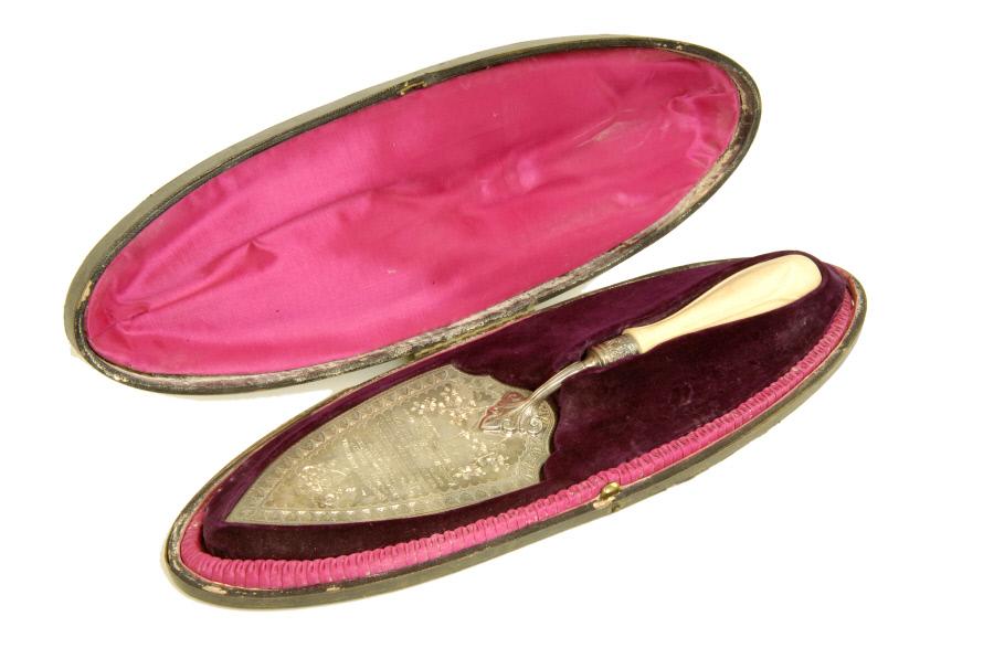 SwkHeritage's tweet image. We proudly present the #CumingMuseum’s offering for #MusTools day: The ceremonial trowel used by J. Passmore Edwards to lay the foundation stone for Wells Street Library in #Camberwell. Probably used to serve out the celebratory cake too.