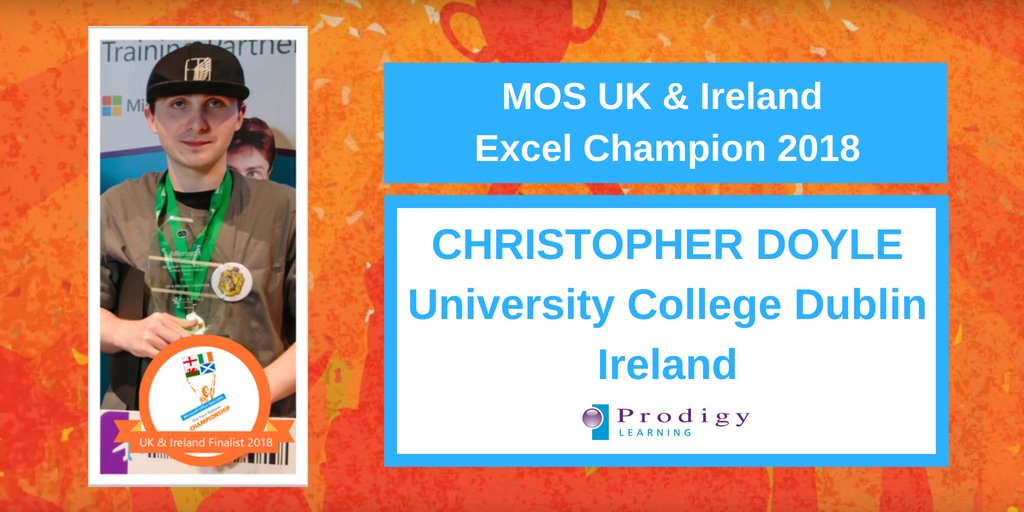 CertMatters's tweet photo. Get to know our #MOS4N Champions 2018
Flying to @Certiport #MOSWC in Orlando, Florida to represent UK & Ireland this Saturday in Excel Category is …
Christopher Doyle, @ucddublin
Read a bit about Christopher in this article: https://t.co/3OAAsqJJ7p https://t.co/3xZTBNeDtZ