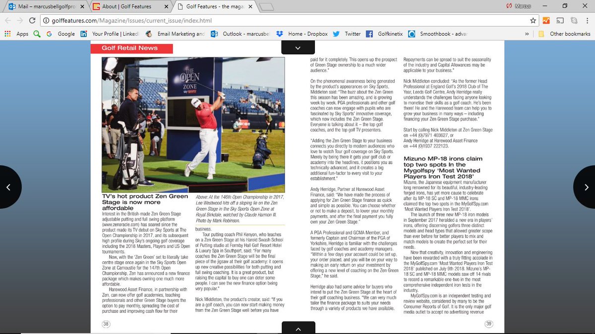 What a week <a href="/TheOpen/">The Open</a> at <a href="/carnoustiegolf/">Carnoustie Golf Links</a> for <a href="/ZenGolf/">Zen Golf</a> and the <a href="/ZenGreenStage/">Zen Green Stage</a> on <a href="/SkySportsGolf/">Sky Sports Golf</a>. It's a must have piece of equipment that is now affordable to all pro's on finance. It's the ultimate coaching tool for putting and you can start earning straight away! #Golffeatures