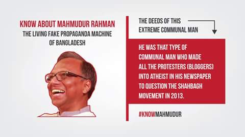 salahuddinraz's tweet photo. Know about #MahmudurRahman, The Living Fake #Propaganda Machine of #Bangladesh.
- An Extreme #Communal man legalizing the killings of Non-Communal #Bloggers turning them into #Atheist in his Newspaper to question the #ShahbagMovement in 2013.
#FakeNews #KnowMahmudur https://t.co/cnMmUip0Cq