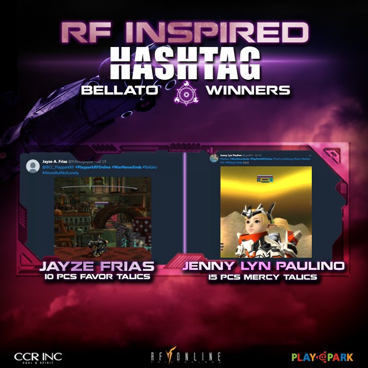 BCC_PlayparkRF's tweet photo. Here are the winners of my RF-Inspired Hashtag 🎉🎉🎉

Congratulations! Kindly send us a direct message with the following details:

• Character Name
• Server

For those who didn't win, we've got more events lined up for you. Stay tuned!

Event Link: https://t.co/d5mTRpYECJ https://t.co/KWIlOVwUZS