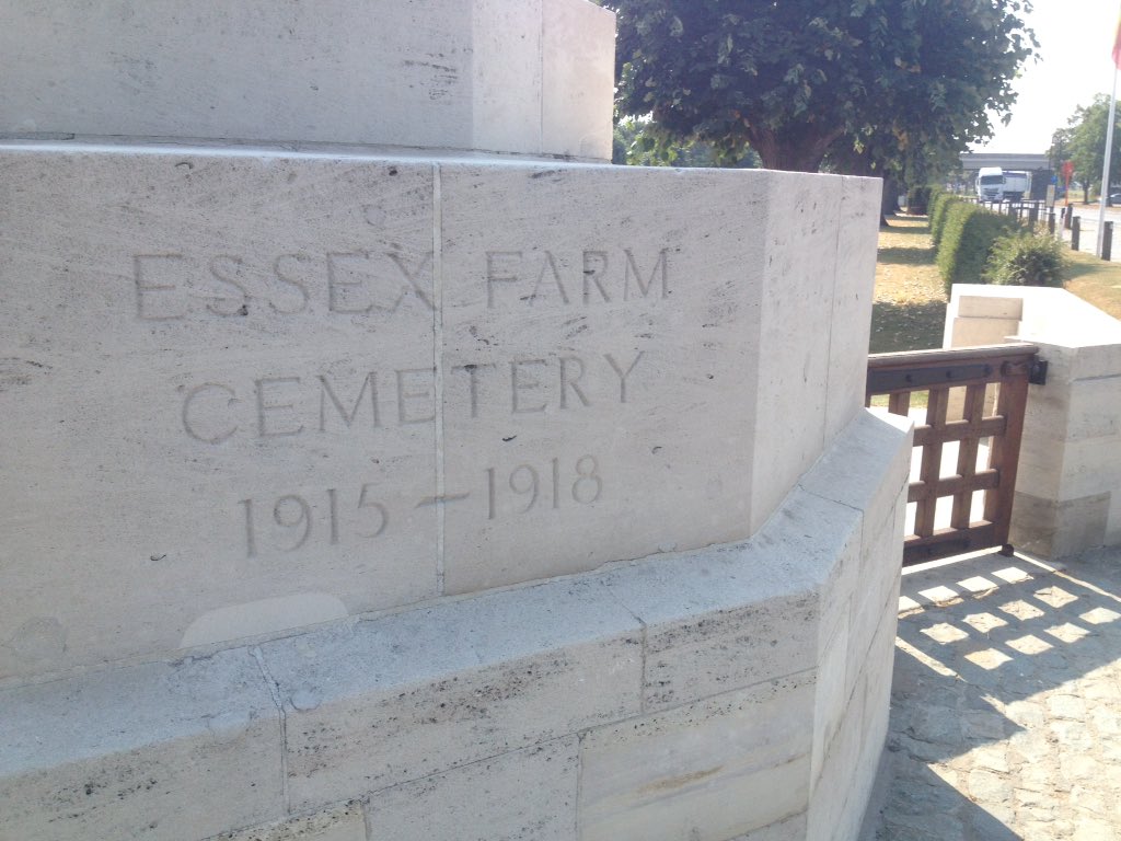 378ATC's tweet photo. 2nd visit is the Essex Farm War Cemetery, the resting place for many soldiers of the East Riding Division the youngest being only 15 years old. Amazingly quiet & very moving #Mannock100 @aircadets https://t.co/swUGbpDIKa