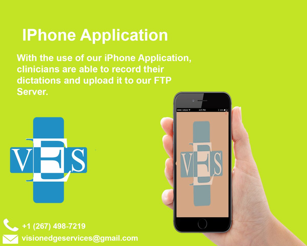 Vision_Edge's tweet image. With the use of our #IPhone_Application, #clinicians are able to record their #dictations and upload it to our #FTP_Server.
Go to our website for details:
goo.gl/YiHHWM