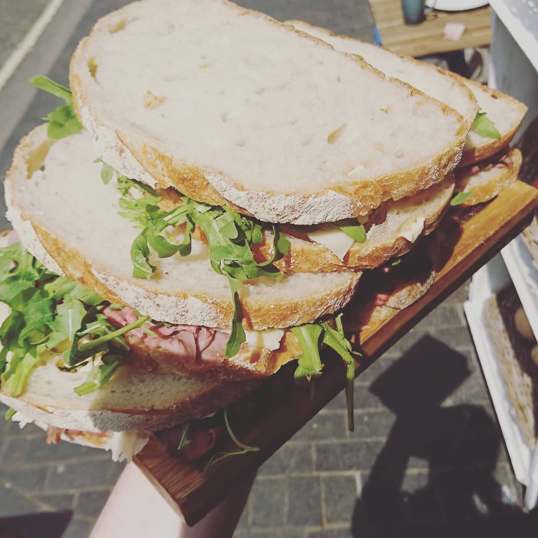 Lovely home roasted beef sandwich with pickles and Barbers mature Cheddar. Win!