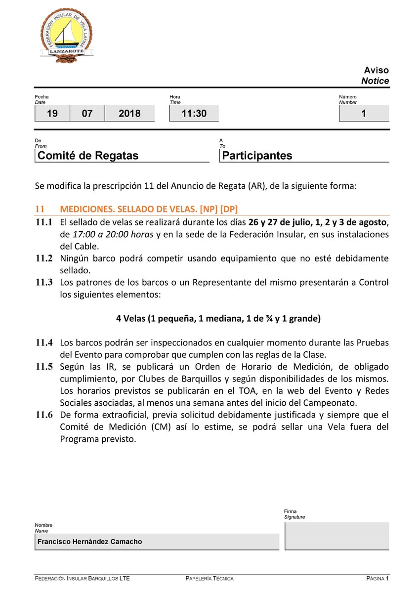 Aviso del TOA, del Comité de Regatas a todos los Participantes de la Liga Insular de Lanzarote de Barquillos de 5.00 metros:
docs.wixstatic.com/ugd/c4b25d_566…
