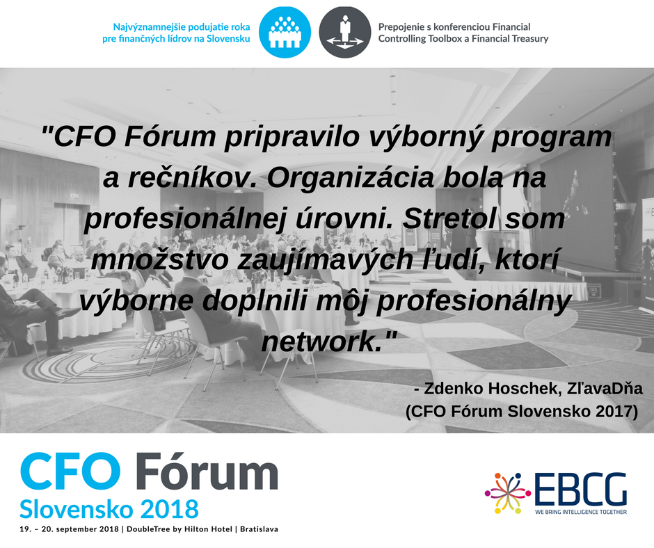 EBCG_Events's tweet photo. Program CFO Fóra je navrhnutý ako platforma umožňujúca účastníkom zdieľať skúsenosti, navzájom sa inšpirovať a učiť jeden od druhého. Chcete sa podeliť o svoju skúsenosť a zároveň si vypočuť aj iných odborníkov ? Pridajte sa k nám: https://t.co/f5jqTpIx53
#CFOForumSK #CFO https://t.co/RNS8phM3Kt