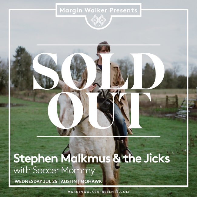 mohawkaustin's tweet image. ‼️SOLD OUT‼️ @marginwalkertx presents @MalkmusAndJicks w/ @sopharela! 
Doors open at 6:30pm. 
See you lucky fans at the show tonight! #MohawkAustin