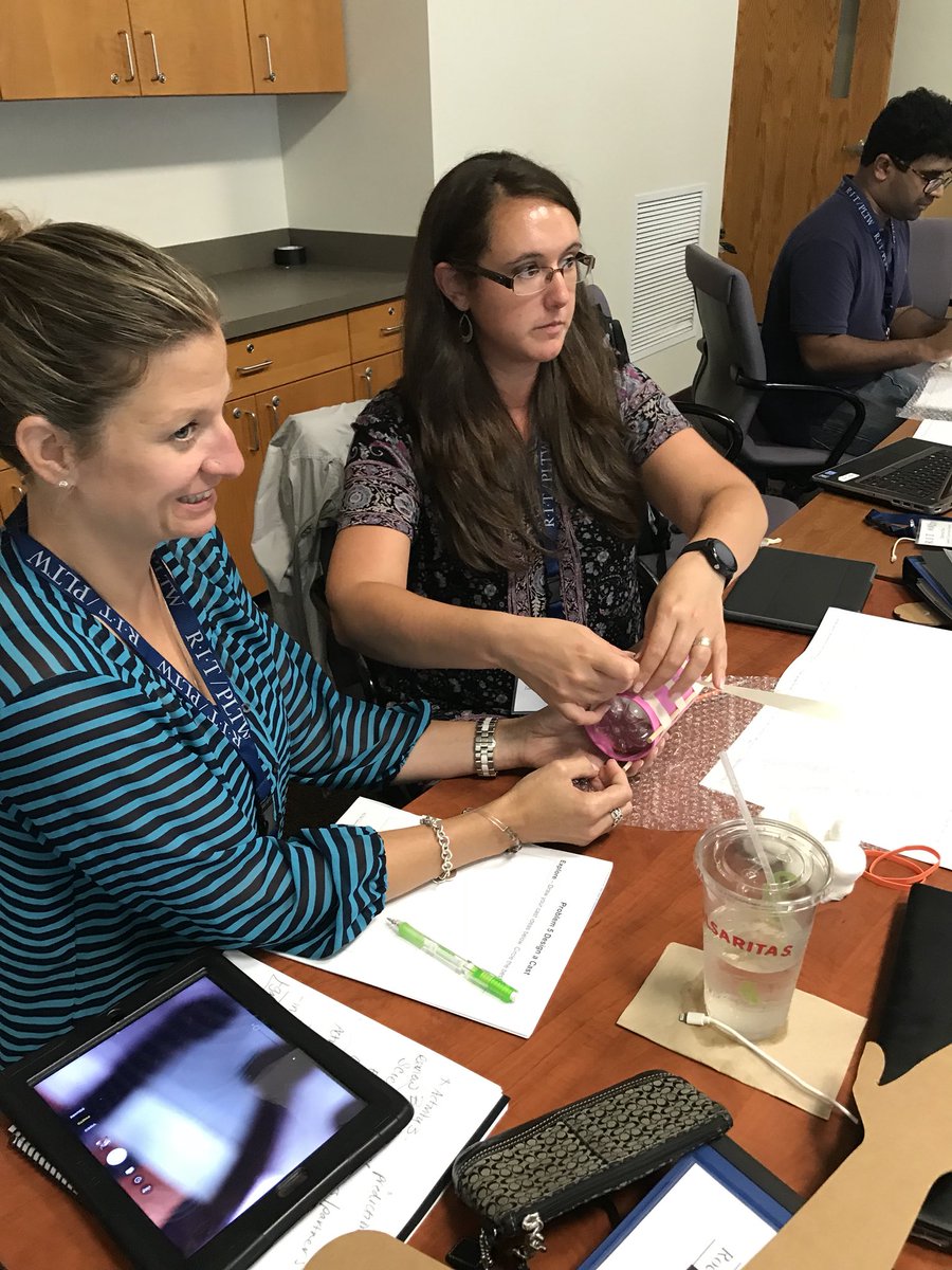 JanetErnst's tweet photo. The engineering design process in action at RIT. PLTW Launch Classroom Teacher Training. #PLTWProud   #PLTWCT https://t.co/M8ZTFdqlU2