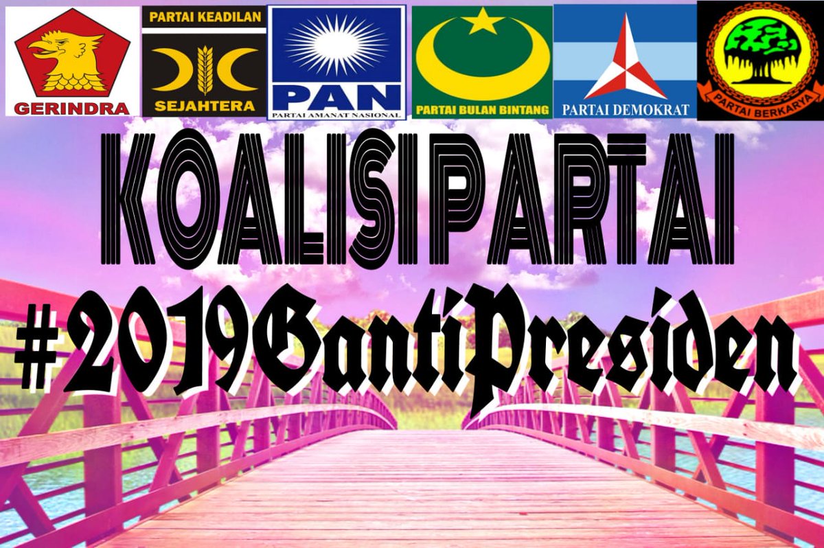 @Gerindra @PKSejahtera @PartaiPAN @PBB2019 @PDemokrat @PerisaiBerkarya @MardaniAliSera @NetizenTofa @Nenowarisman5 @haikal_hassan 
Kita beri nama koalisi partai ini dgn koalisi #2019GantiPresiden dan nanti baju yg kita pake saat kampanye adalah kaos #2019GantiPresiden