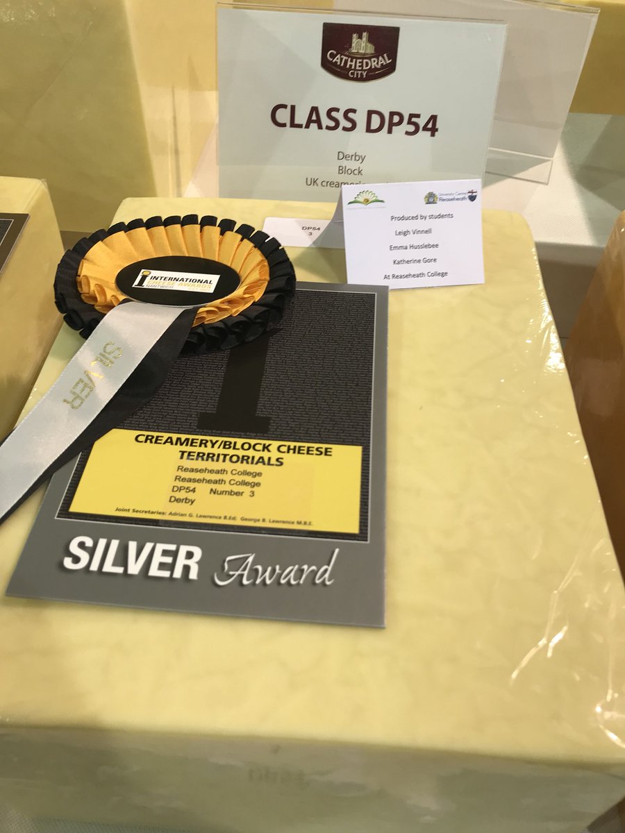 Vinnell's tweet photo. One of the best moments of my cheesemaking career to date! A gold and a silver at the #internationalcheeseawards 🧀 a huge thank you to @wykefarms, reaseheath college, Emma Husselbee and Katherine Ann Gore for helping make it happen! #ICA2018 https://t.co/eTEPC80Lmb