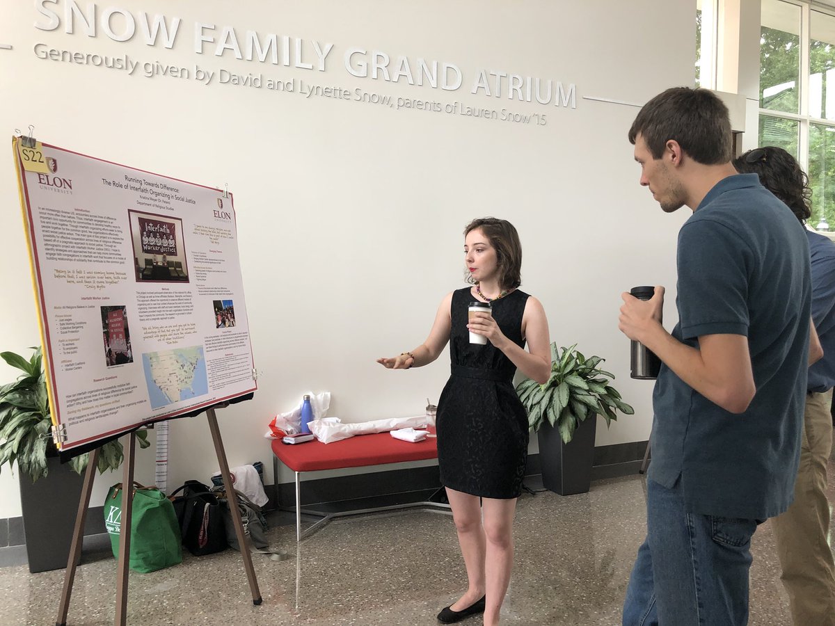 ElonMFS's tweet photo. Two of our @elonuniversity Multifaith Scolars presented at the #SURE2018 poster session today: proud of the work that rising seniors Kristina Meyer & Jocelyn Pietro have completed during the Summer Undergraduate Research Experience! @ElonReligion @ElonRelS @UR_at_Elon https://t.co/Gt1pomhz4g