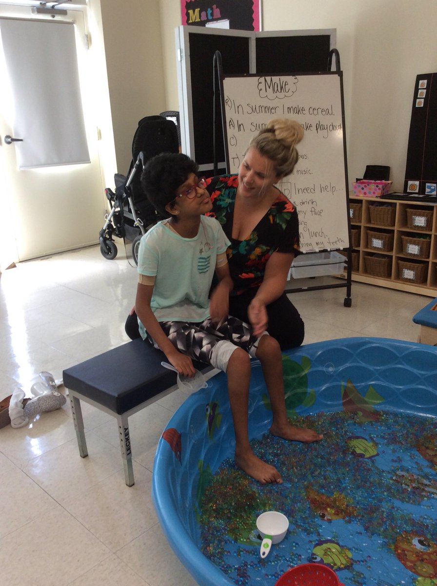CottingSchool's tweet photo. Our #OT squad created a cool place for students to stretch and splashโฆcomplete with #Orbeez beads under their feet! Summer never felt so good!
#OccupationalTherapy #OTSquad #SquadGoals #SummerAtCotting2018 https://t.co/OZL6CiJFwN