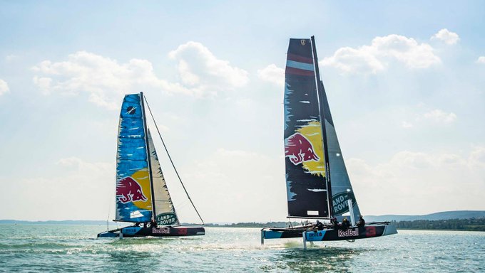Daniel Ricciardo and Max Verstappen aboard the @RedBullSailing Team