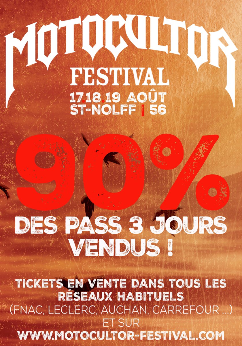 MotocultorFest's tweet photo. [J-22] 🔥🔥🔥 @MotocultorFest 
ON EST PRESQUE SOLD-OUT !
Ca devient chaud, très très chaud même ! 
Il ne reste plus que 10% des pass 3 jours disponibles.

🎫 Tickets 🎫 https://t.co/o38KVQYTzQ https://t.co/uWKmYI12of