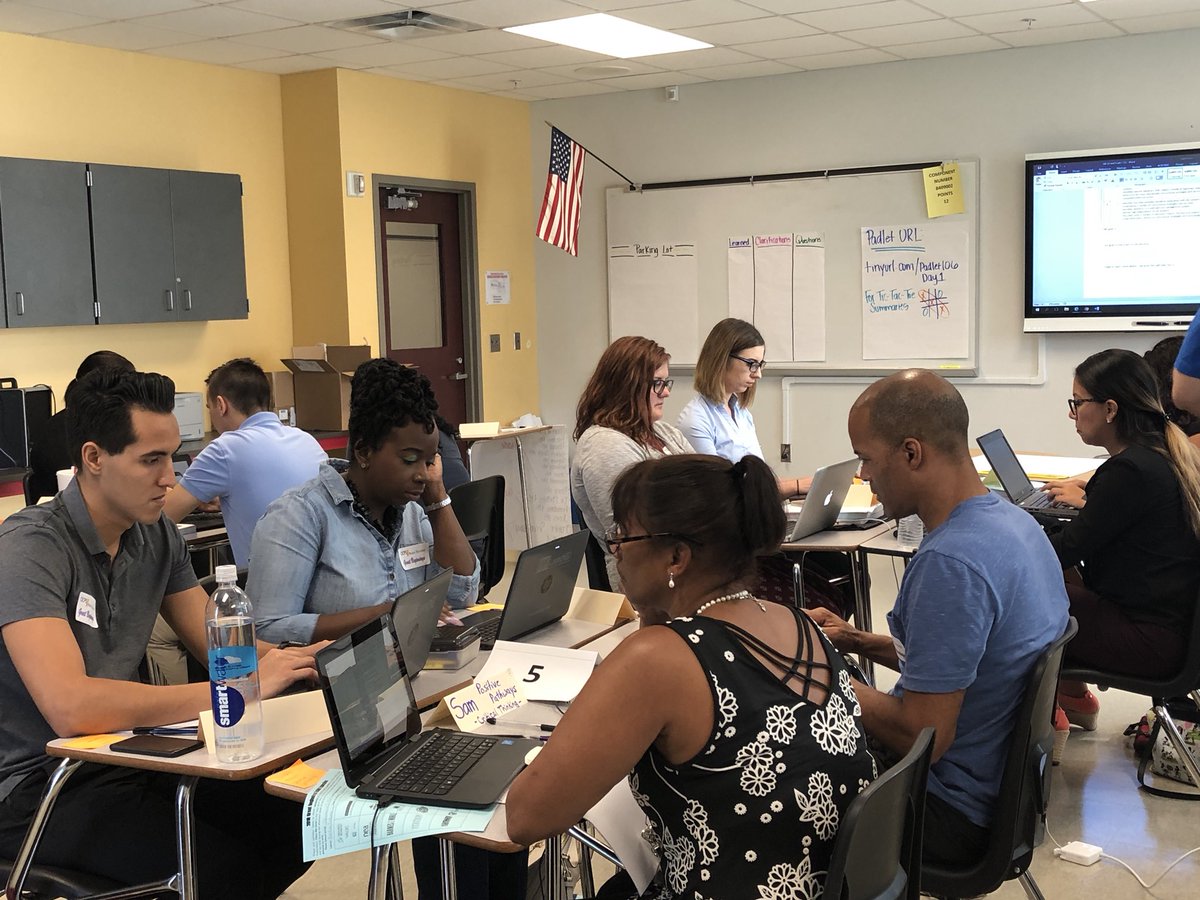 ScurryJessica's tweet photo. Everyone is 1:1 in #rm106 today at #ocpsgb. Teachers hard at work looking at the learning goal and scale for next two days! https://t.co/fcoIDVj1un