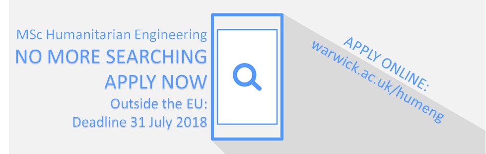 HHCoping's tweet photo. If you’re from outside the EU, you may need to get a student visa. Therefore the application deadline is 31 July 2018 for our MSc Humanitarian Engineering (with Sustainability) &amp; (with Management). Go to: https://t.co/nZ6L9jQxEA #DONTMISSOUT #APPLYNOW #IATLhumans #31July18 https://t.co/T7GAsZbdKD