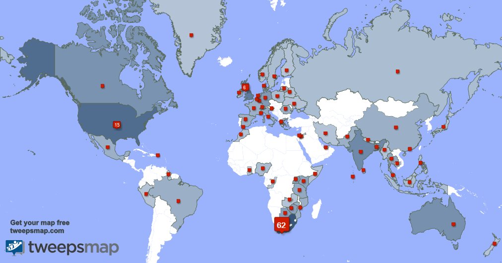 I have 16 new followers from South Africa, and more last week. See tweepsmap.com/!baobabsafaris…