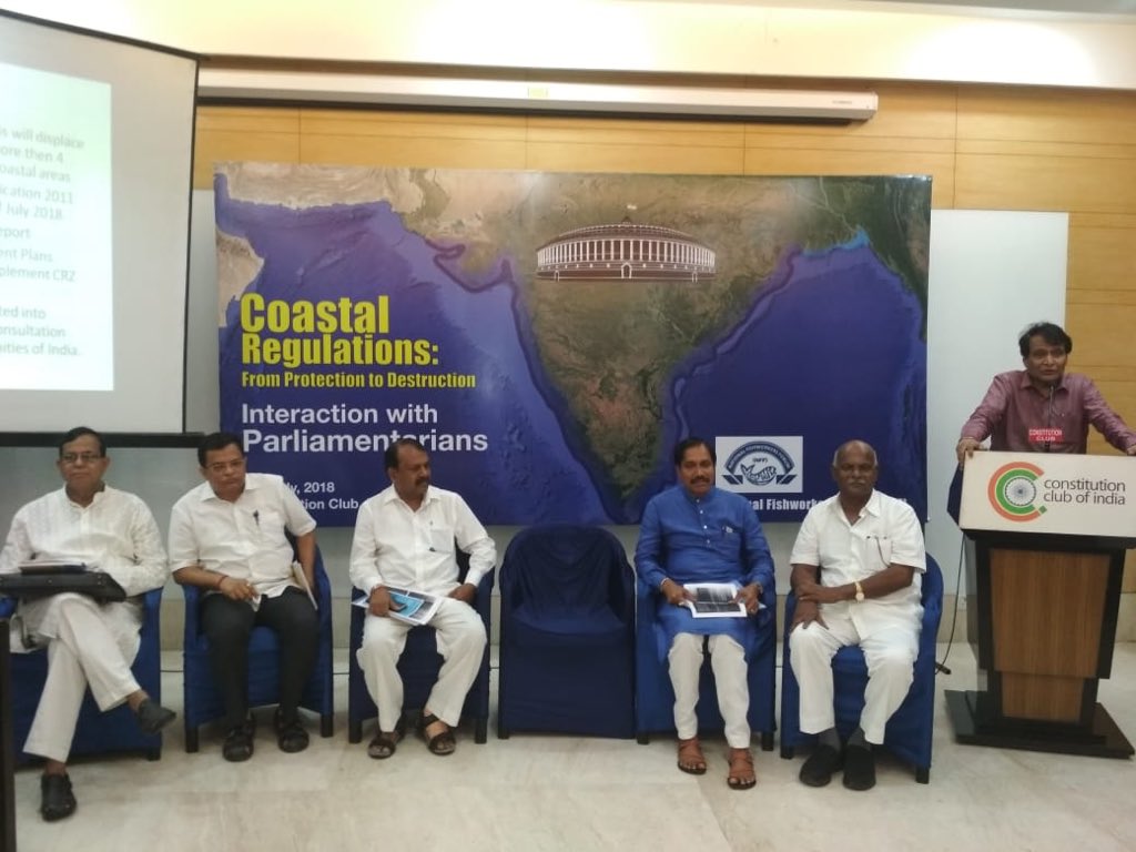 NSawaikar's tweet photo. Attended meeting by #NationalFishworkersForum @ Constitution Club, Delhi with @sureshpprabhu ors. Said Since #CRZ2018 is at draft stage, expressed confidence that genuine grievances of Fishermen will be considered while finalising the regulations. @manoharparrikar @BJP4Goa https://t.co/pDxdM41qww