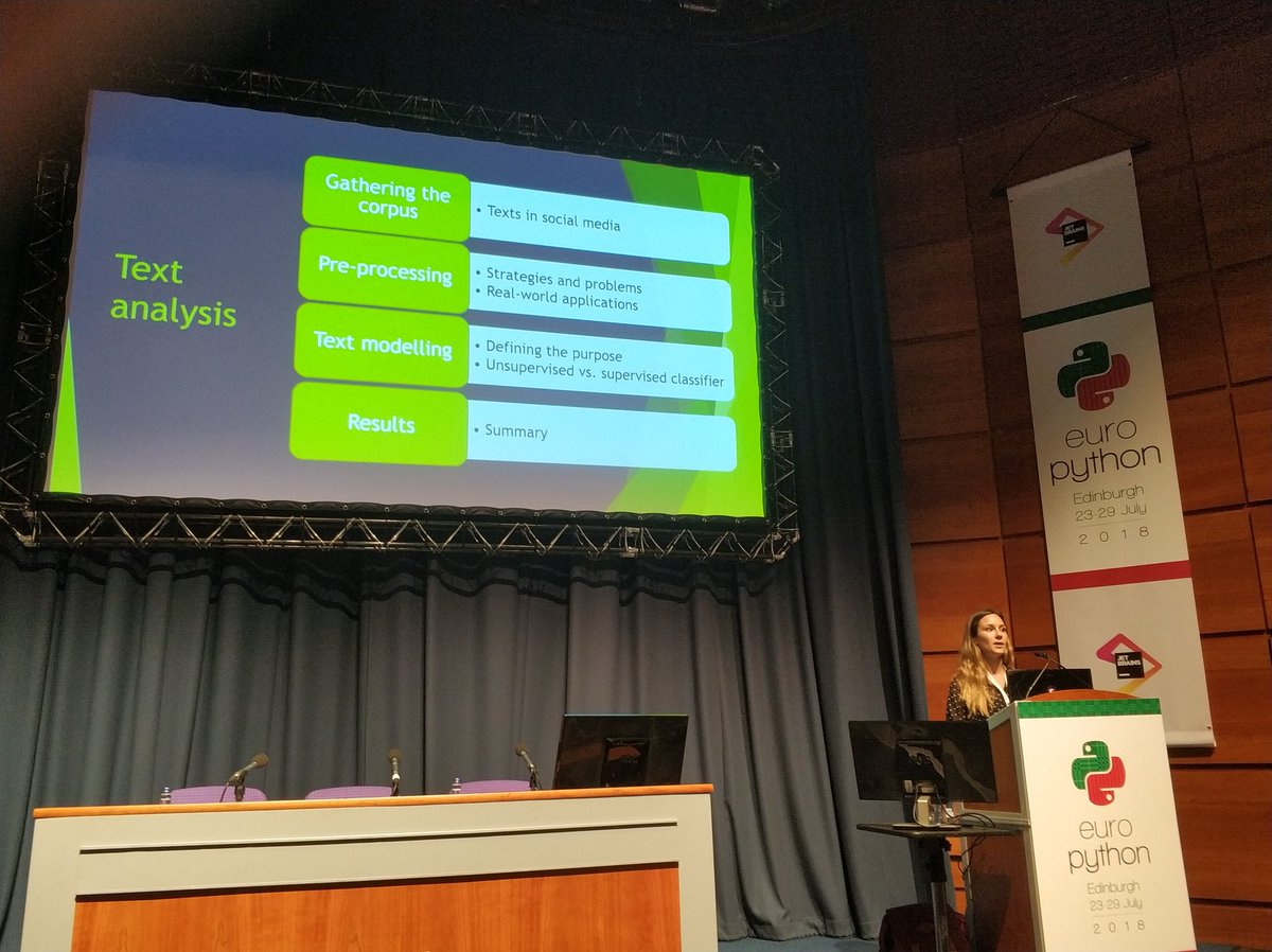 miau_db's tweet image. @linguistsmatter presenting a Recipe for Text Analysis at #EuroPython2018