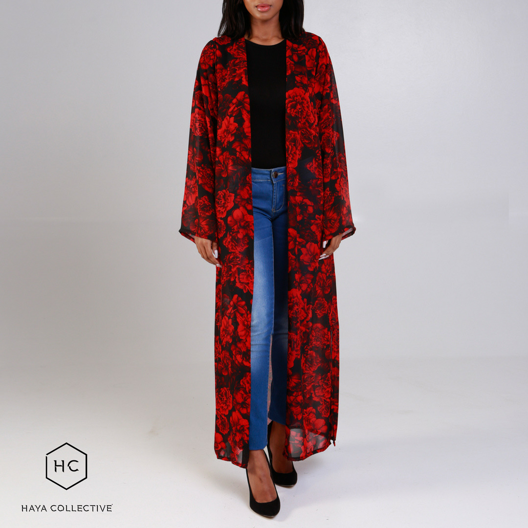 HayaCollective's tweet photo. Romantic reds. Inspired by nature. 
Shop Blossom Robe (R499) in black or beige and more limited edition new arrivals now at https://t.co/rCfNxtq764.

#Nature #RedRoses #Blossoms #Robe #Modestwear #ModestStyle #ModestFashion #ChiffonRobe #DusterCoat https://t.co/kDlKtSk7lp