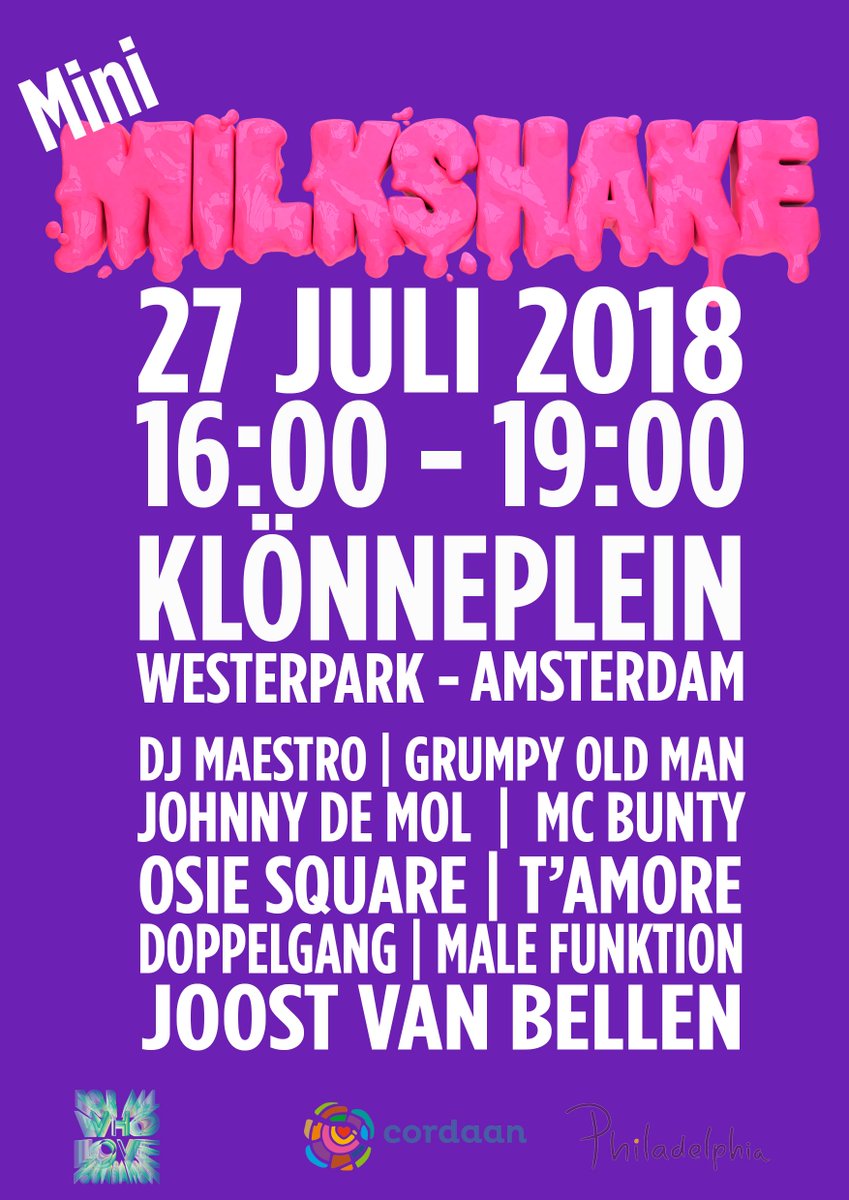 Niet alleen <a href="/femkehalsema/">Femke Halsema (#nofan)</a> &amp; @JohnnyDeMol_ zijn van de partij ... ook onze <a href="/GreetPrins/">Greet Prins</a> komt vrijdag naar #MiniMilkshake - Het belooft een zonnige dag te worden met een prachtige line up. We hebben er zin in! #ForAllWhoLove @CordaanNL