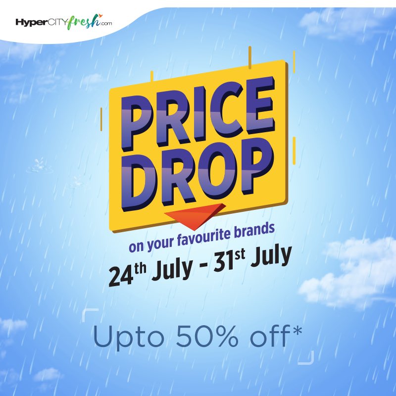 hypercityfresh.com is dropping prices this monsoon. Hurry Up! Offer valid through 24th-31st July! 

Receive FLAT ₹200/- OFF* (Use code: MONSOON)
Enjoy FREE delivery within 3 hours on orders amounting to ₹500 and above.
*On your first purchase of ₹999 and above. 
T&amp;C Apply