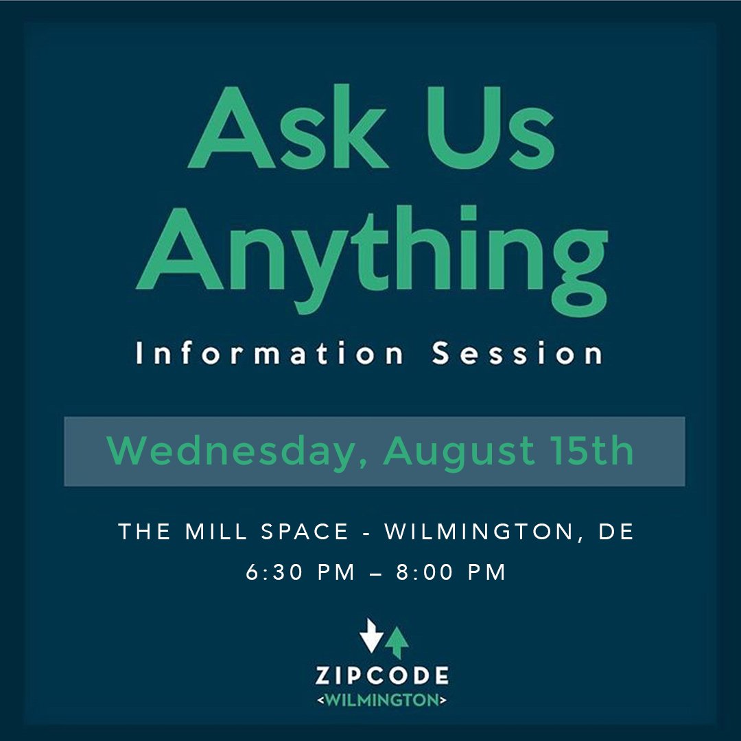 zipcodewilm's tweet image. We’re now accepting applications for our February 2019 cohort. To get details about our program and hear from some alumni, join us on August 15th for our admissions information session. #becomeasoftwaredeveloper #learntocode #codingbootcamp #ilooklikeanengineer #startwithzipcode