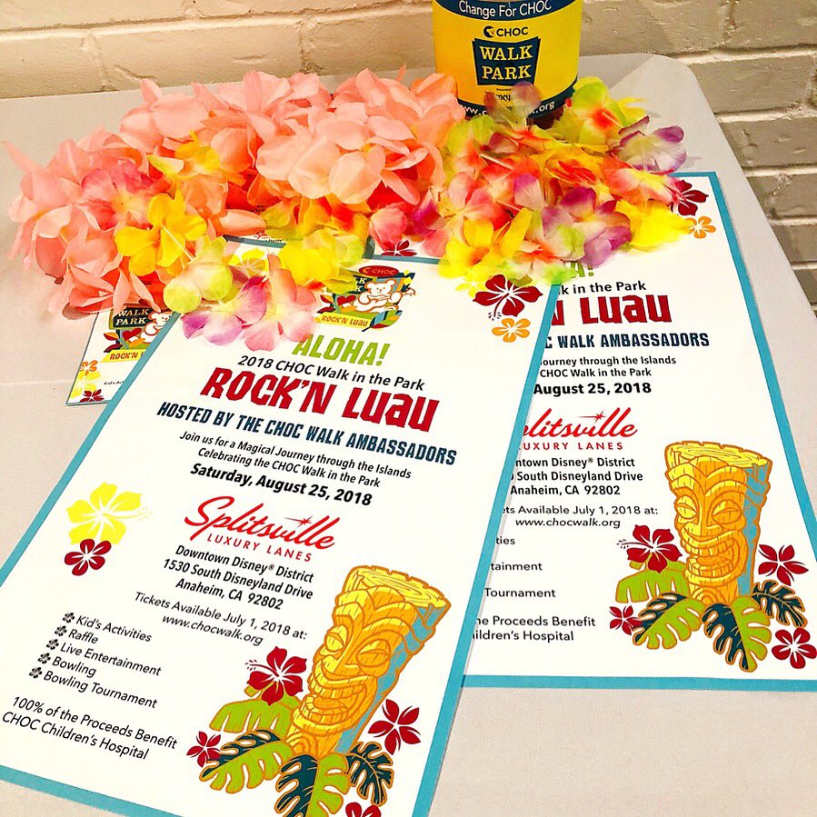 famreviewguide's tweet photo. So excited to be part of the 2018 @CHOCWalk! There will be an Aloha Rockβn Luau on Sunday, August 25 at @SplitsvilleANA luxury lanes in downtown Disney District. This is an incredible event you will not want to miss! #chockwalk #splitsvilleluxurylanes #fundraiser AD https://t.co/qS5eWnUa6d