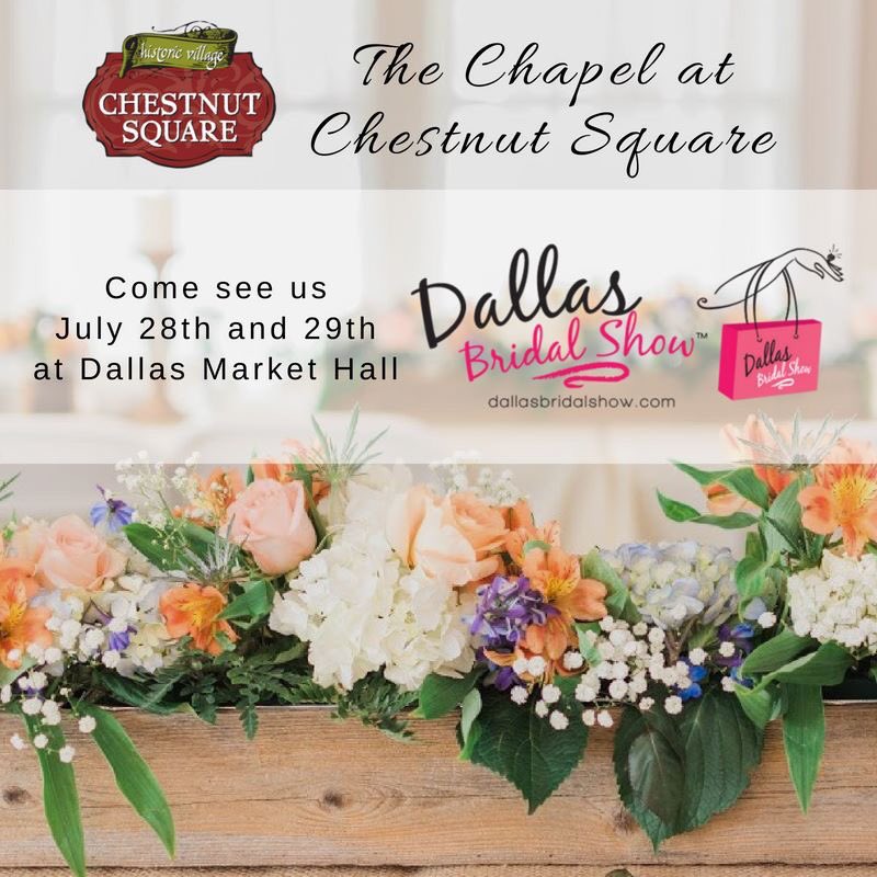SquareChestnut's tweet image. Stop by our booth at the Dallas Bridal Show this weekend. We would love to see you! #WeddingWednesday #ChestnutSquare #ChapelAtChestnutSquare