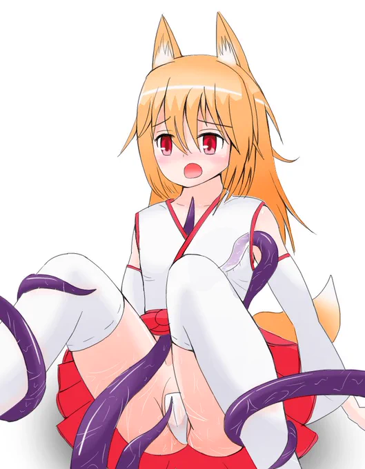 絵128.5号「狐娘さん」触手と仲良く戯れる図 