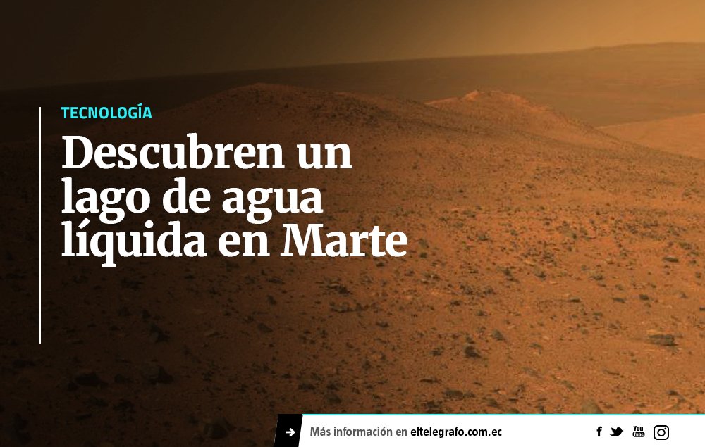 el_telegrafo's tweet photo. Un enorme lago subterráneo ha sido detectado en #Marte, convirtiéndose en el mayor cuerpo de agua líquida encontrado en el planeta rojo►https://t.co/AJxRzMyezm https://t.co/GjiKEn7rhm