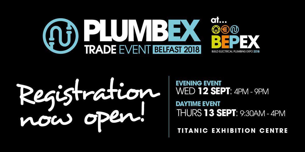 bep_ex's tweet photo. It's official - online registration is now open for PLUMBEX Belfast taking place this September - Register online today for FREE entry! https://t.co/9uDEbe07Uw https://t.co/Iv3Eo057Bu
