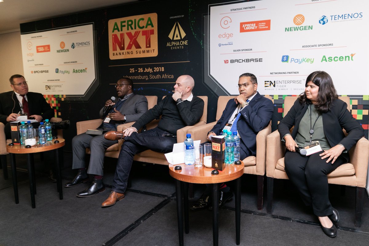 AlphaOneEvents's tweet photo. Day 1 wraps up with an intense discussion on Retail Banking benefits to the Mass Market segment. @ArundhotiB , Charles de Winnaar, @AgrippaGRM Bradley Ralph and Johan Coetzee. @Xpress_Money @Barclays_Kenya @StandardBankZA @FBCHoldings #AfricaNXTBanking https://t.co/fJ0OgpJfUD