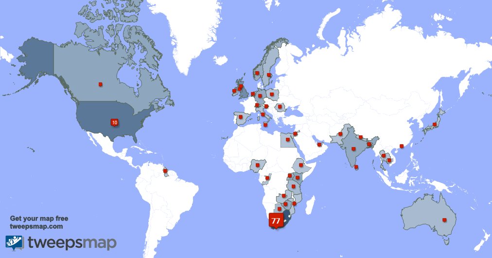 Special thank you to my 10 new followers from South Africa, and more last week. tweepsmap.com/!tranquilnestza .