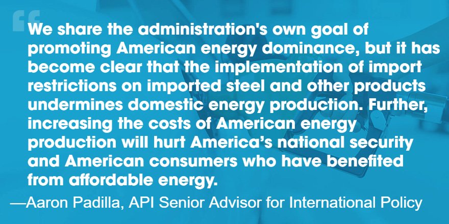 API_News's tweet image. Tariffs hurt workers, consumers and American energy dominance. bit.ly/2LS6QVe
