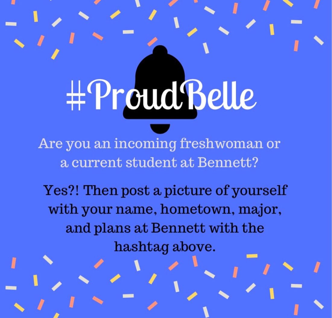 Bennett_SGA's tweet photo. If you have not already, join the #ProudBelle movement brought to you by the 2018-2019 Student Government Association! Let’s continue to show the world our #BennettBelleMagic🔔💙 https://t.co/6BOhE0NhSy