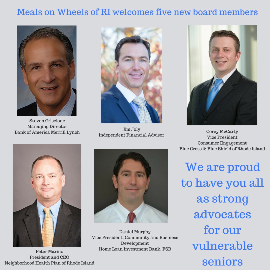 MealsRI's tweet photo. #mealsonwheelsri announces 2018-2019 board of directors, welcomes five new members. https://t.co/puOFAEQzfk
#Together4Seniors https://t.co/bpCybDdrHY