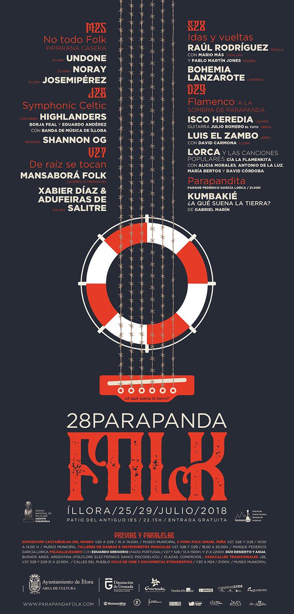 Desde hoy y hasta el domingo 29 podréis disfrutar del 28 @parapandafolk 
#Festival de #Íllora (#Granada) de #MúsicaTradicional y #Folk, con un extenso programa de actividades paralelas

Más info ➡quehagogranada.blogspot.com/2018/07/28-par…