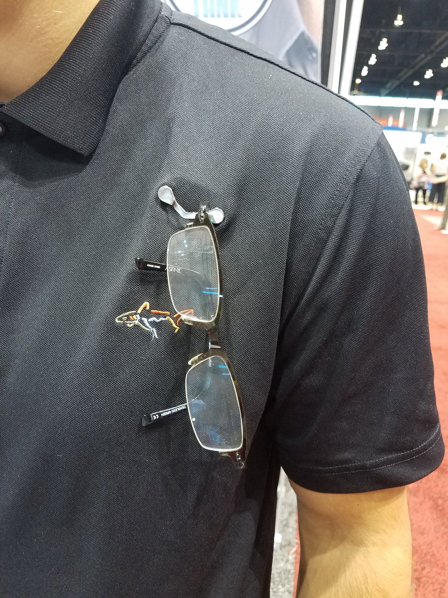 CJ_ASIMedia's tweet image. Check out the @READEREST from Shark Tank. Cool glasses accessory, and they can do any custom shape. #ASIChicago