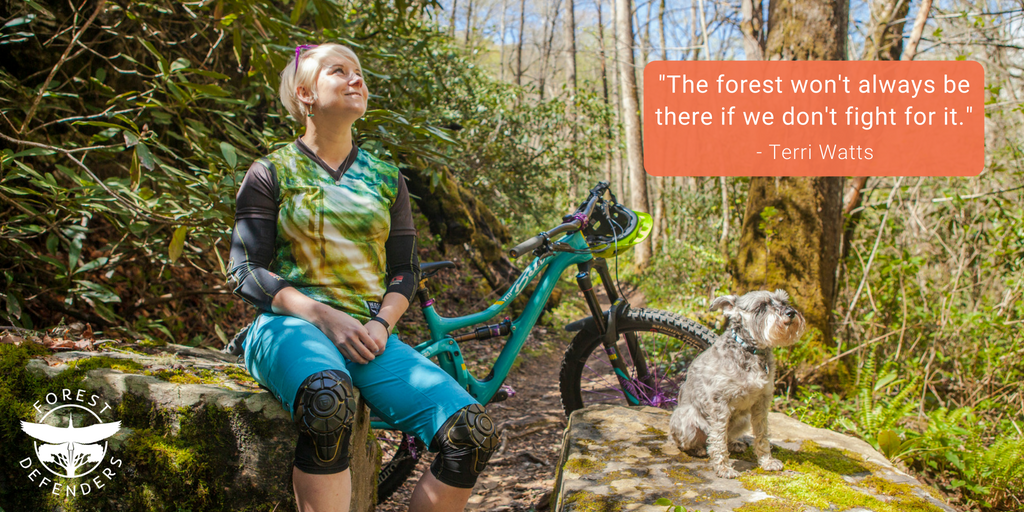Terri Watts of <a href="/706Project/">706 Project</a> is a professional #mountainbike champion ready to fight for our Southern forests. Watch her Stories Happen in Forests video in <a href="/pisgahforest/">Pisgah Forest, NC</a>, and decide if you’re ready to fight for our forests, too. #ForestDefenders bit.ly/FDSanctuary