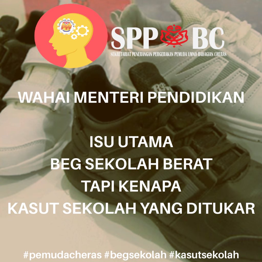 Nak tanya la kalau pakai kasut hitam beg boleh ringan ke??? 
#MissionImpossibleFallout #begsekolah #100harikunjungtiba #alkuyup #MalaysiaBoleh 
<a href="/drasyrafwajdi/">Dr Asyraf Wajdi</a> <a href="/JohariYazid/">Johari Yazid</a> @Zahid_Hamidi <a href="/ZahidaZK/">Zahida Zarik Khan</a> <a href="/NajibRazak/">Mohd Najib Tun Razak</a> <a href="/maszlee/">Maszlee Malik 🏴🇲🇾</a> <a href="/SyedSaddiq/">Syed Saddiq</a>
