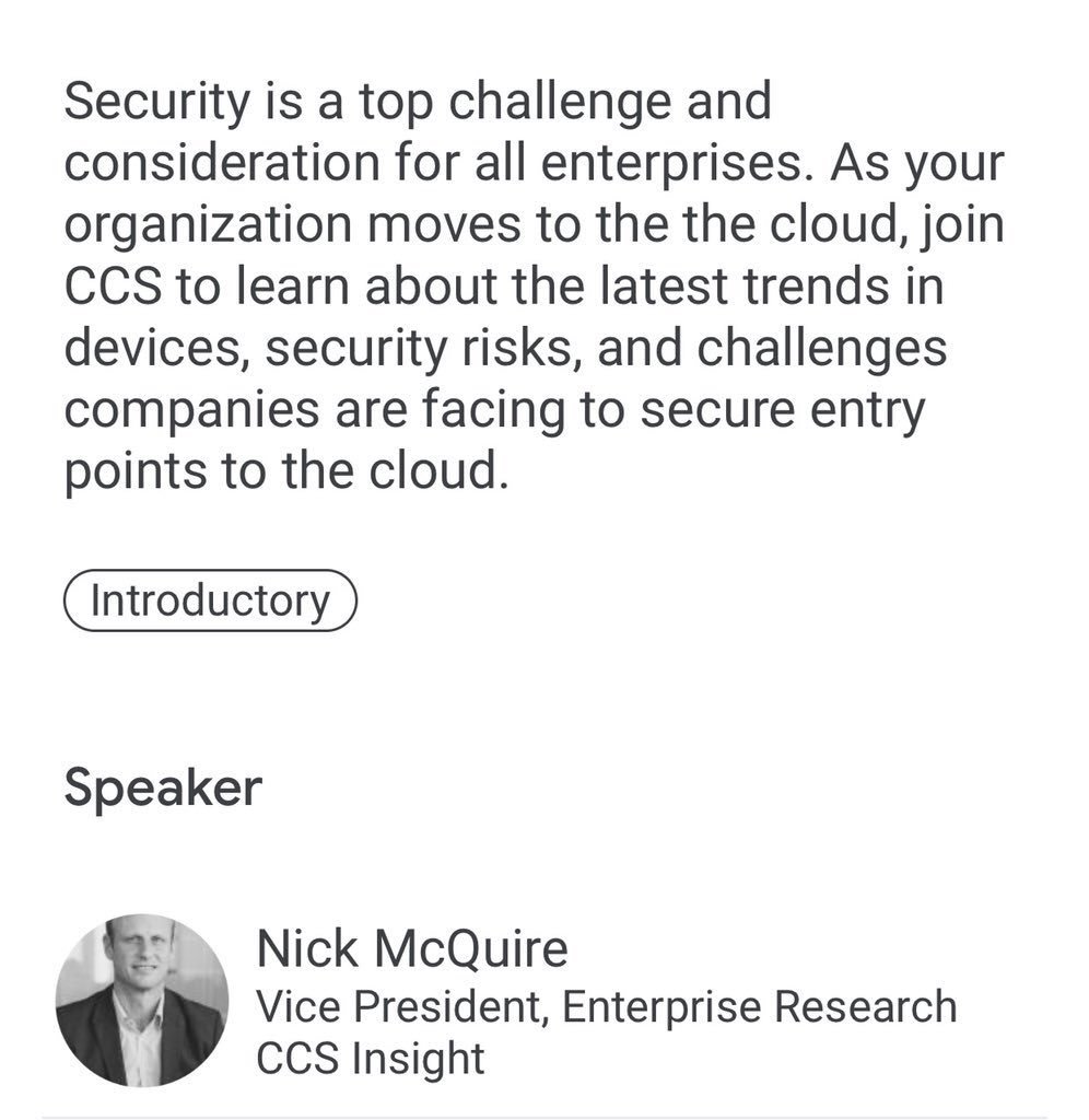 nickmcquire's tweet image. For those at #GoogleNext18 interested in trends in #cloudworker, #endusercomputing, #security &amp;amp; #cloudproductivity, be sure to stop by my session “Computing Redesigned for the Cloud Worker &amp;amp; Modern Digital Workplace at 3.15pm this afternoon. Look forward to seeing you there!