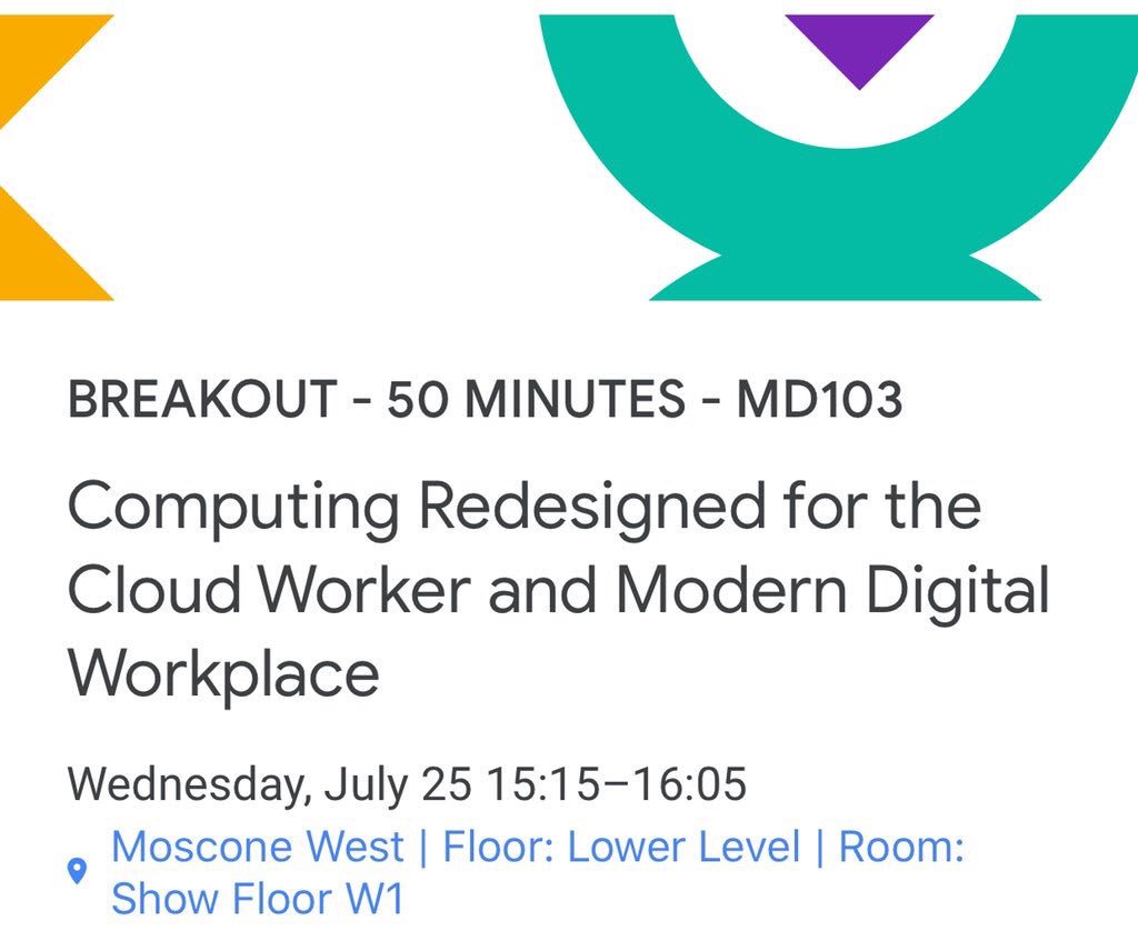 nickmcquire's tweet image. For those at #GoogleNext18 interested in trends in #cloudworker, #endusercomputing, #security &amp;amp; #cloudproductivity, be sure to stop by my session “Computing Redesigned for the Cloud Worker &amp;amp; Modern Digital Workplace at 3.15pm this afternoon. Look forward to seeing you there!