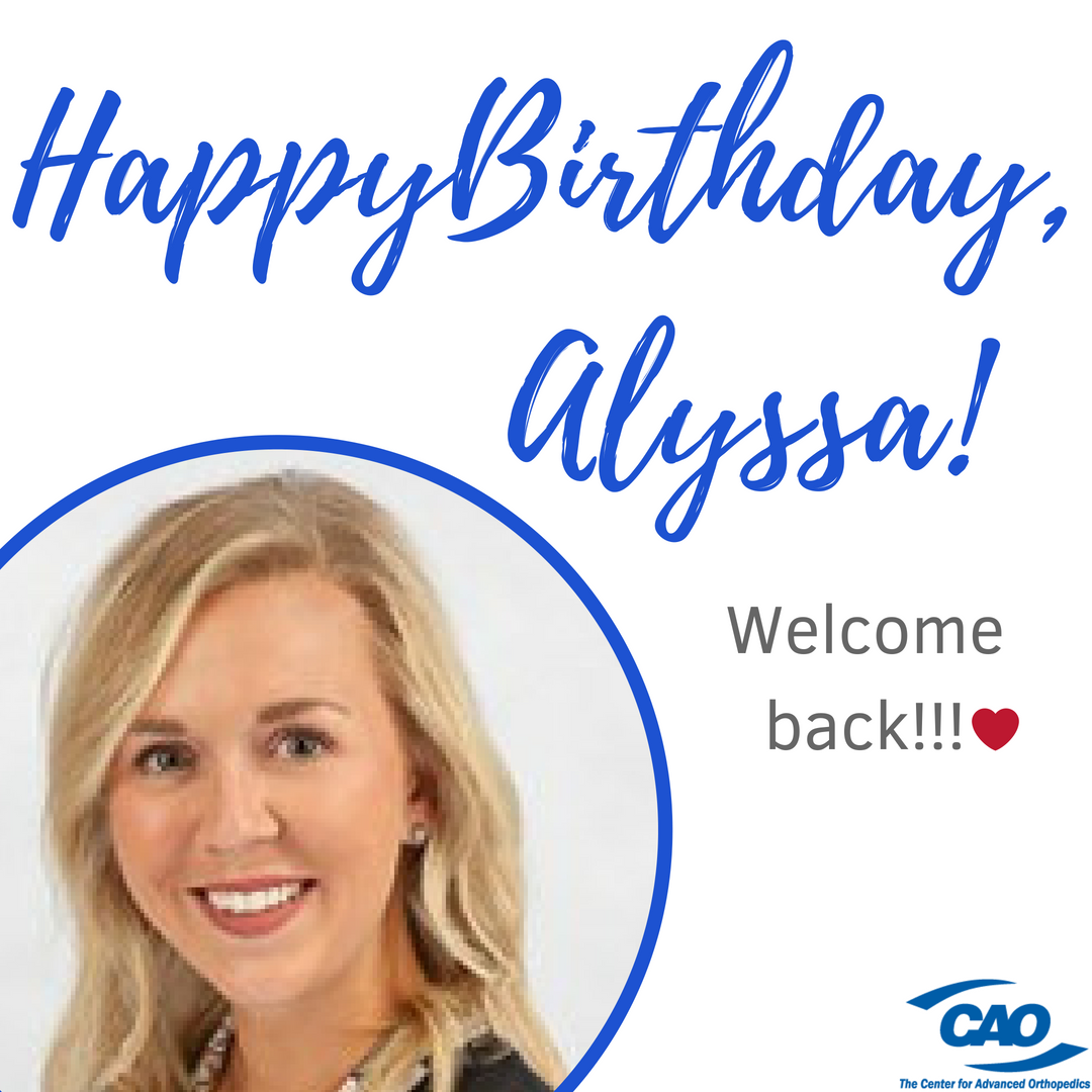 TheC4AO's tweet photo. Not only is TODAY our wonderful nurse practitioner Alyssa's 🎉BIRTHDAY🎉, but it's also her FIRST DAY back from maternity leave (see her adorable daughter, Collins, repping CAO below!😍).  Welcome back--we missed you!!! https://t.co/fZ9NWfwMXv