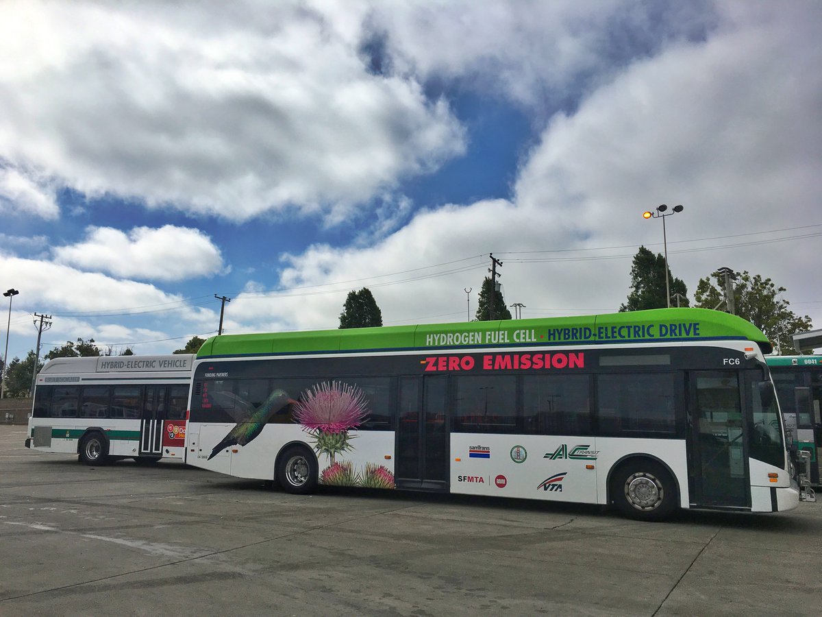 How we reduce emissions? We have 13 Van Hool #FuelCell and 25 Gillig #HybridElectric buses. #ZeroEmission #CleanerEarth @BallardPwr @MTCBATA @APTA_Transit